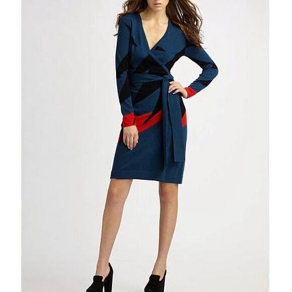 DVF ADSILA WOOL WRAP DRESS - Picture 1 of 11